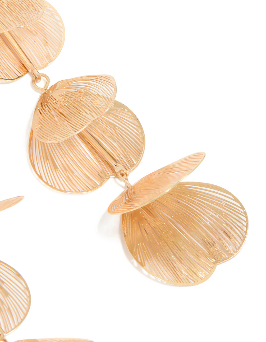 Gold Lazercut Petal Drop Earrings - Image 3