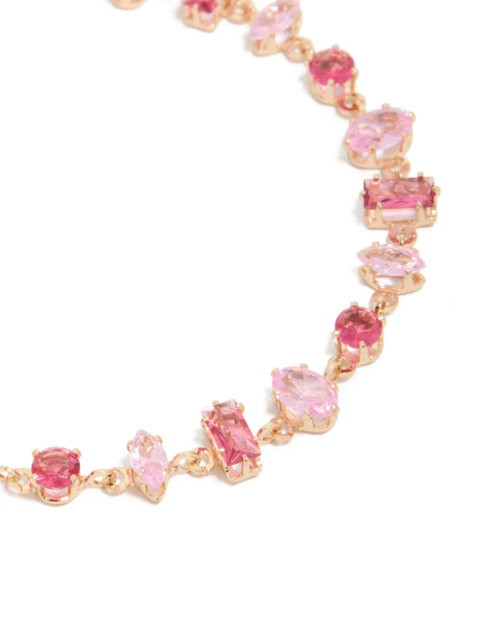 Gold Light & Hot Pink Cubic Zirconia Dainty Bracelet - Image 4
