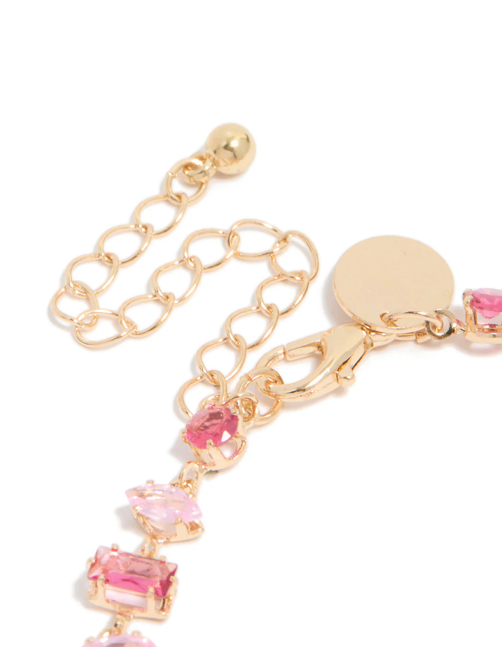 Gold Light & Hot Pink Cubic Zirconia Dainty Bracelet - Image 5