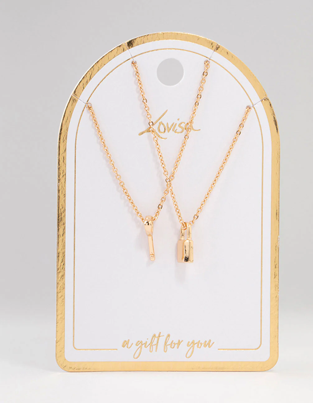 Gold Lock & Key Necklace 2-Pack - Image 3
