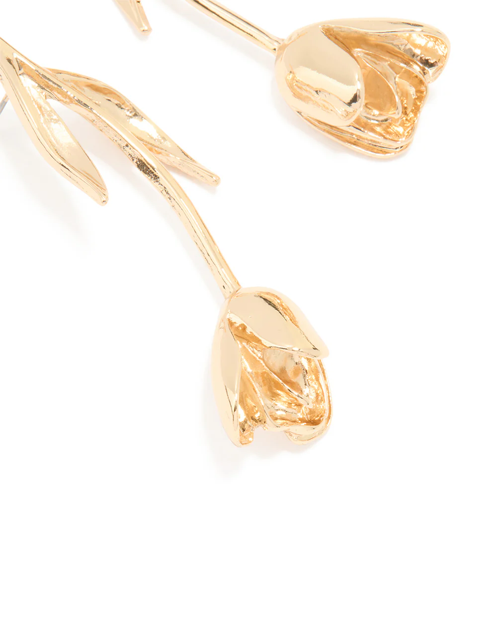 Gold Long Statement Flower Earrings - Image 2