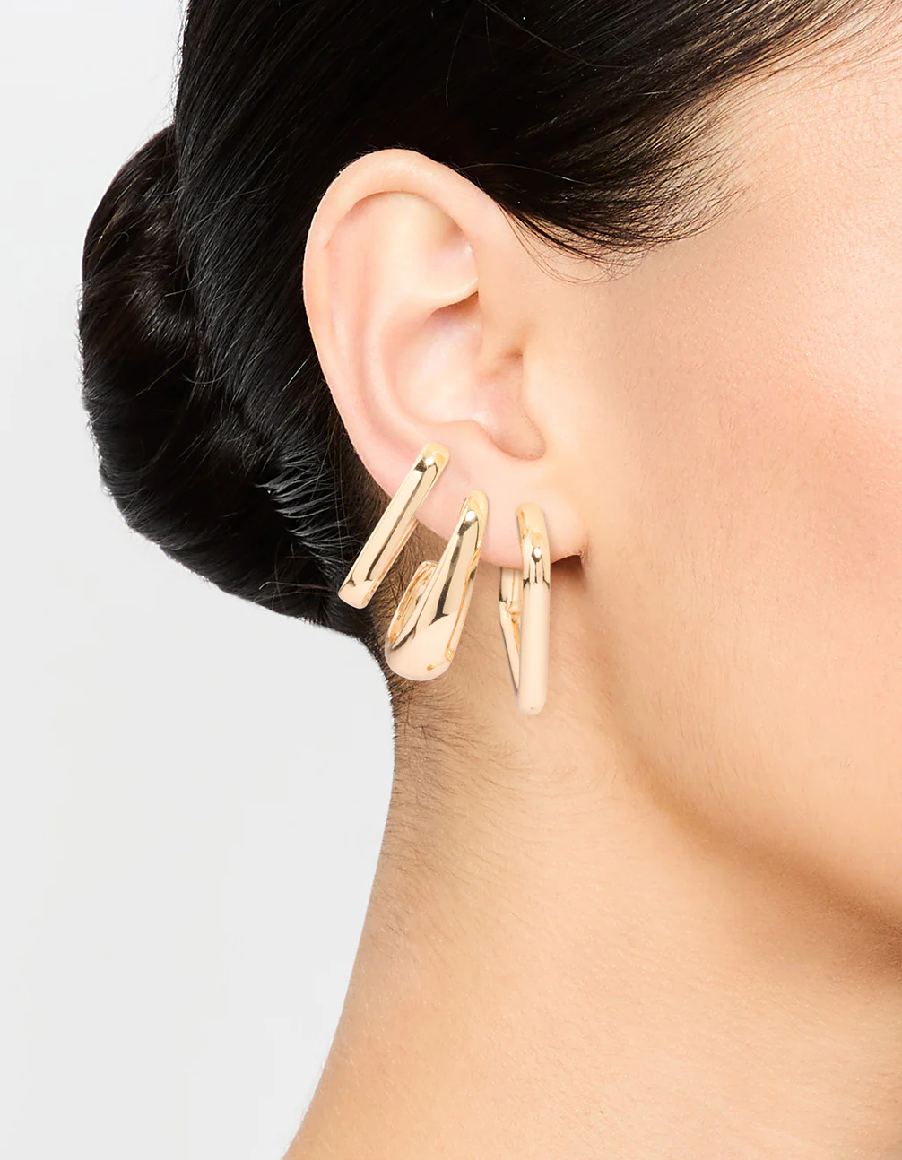 Gold Mixed Huggie Hoop Earrings 3-Pack - Image 2