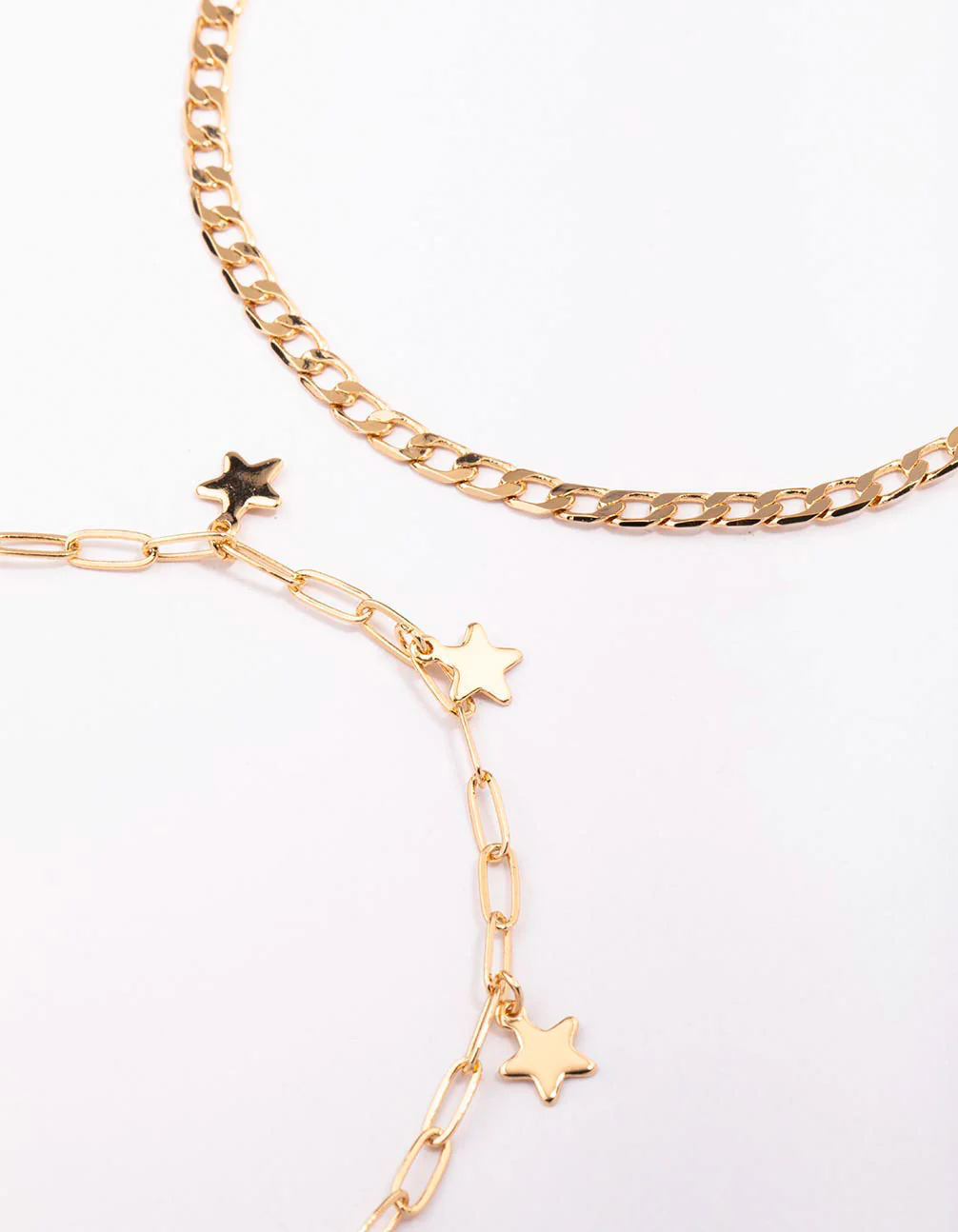 Gold Mixed Star Chain Anklet 3-Pack - Image 2
