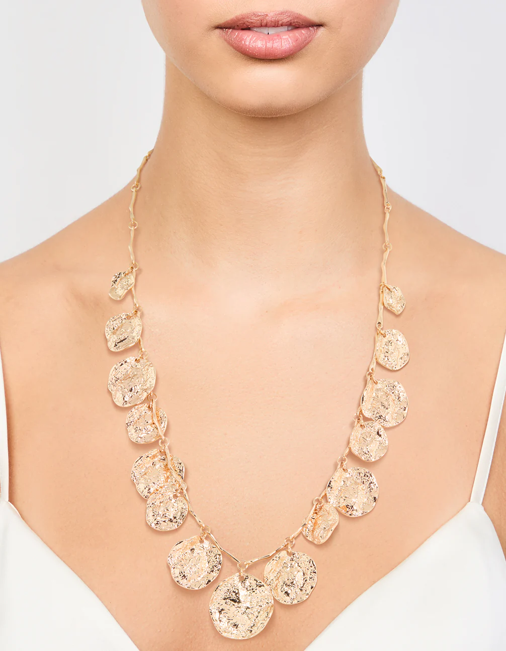 Gold Molten Circle Charm Necklace - Image 2