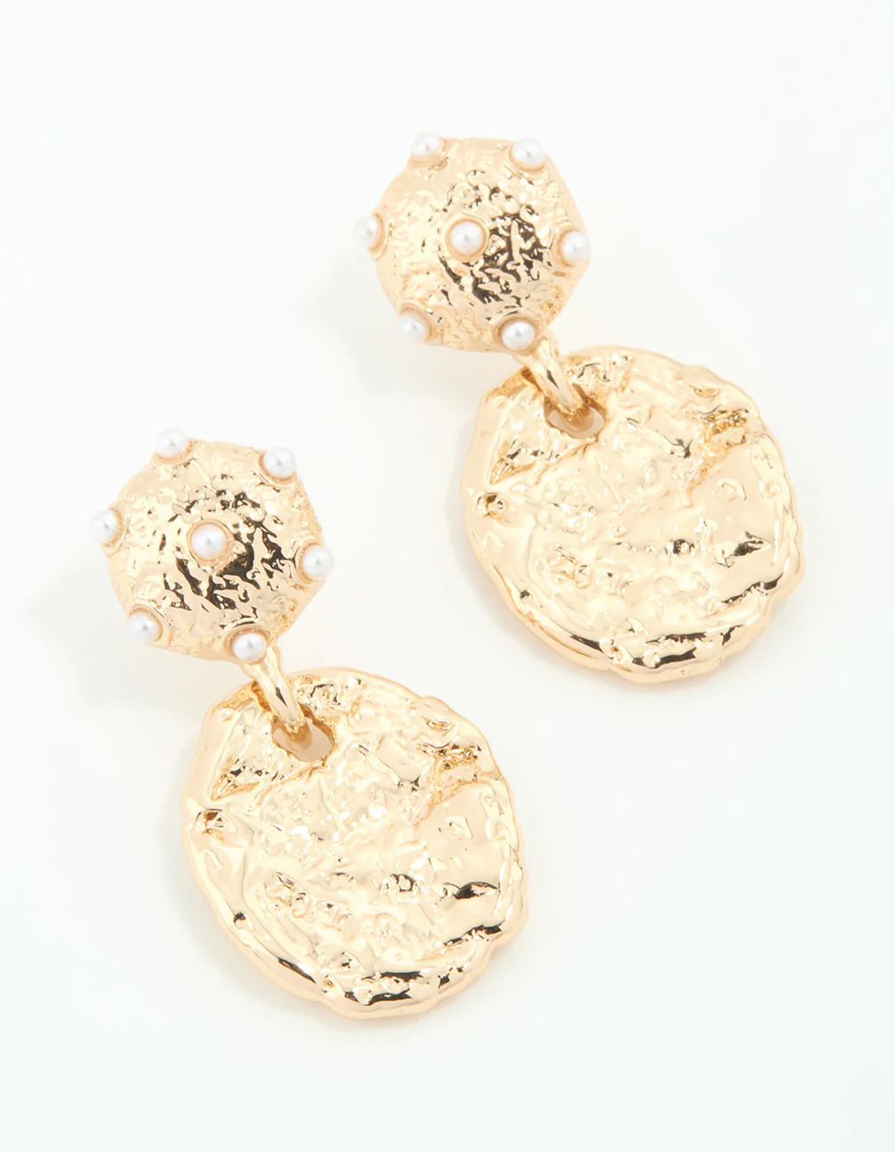 Gold Molten Circle Drop Earrings