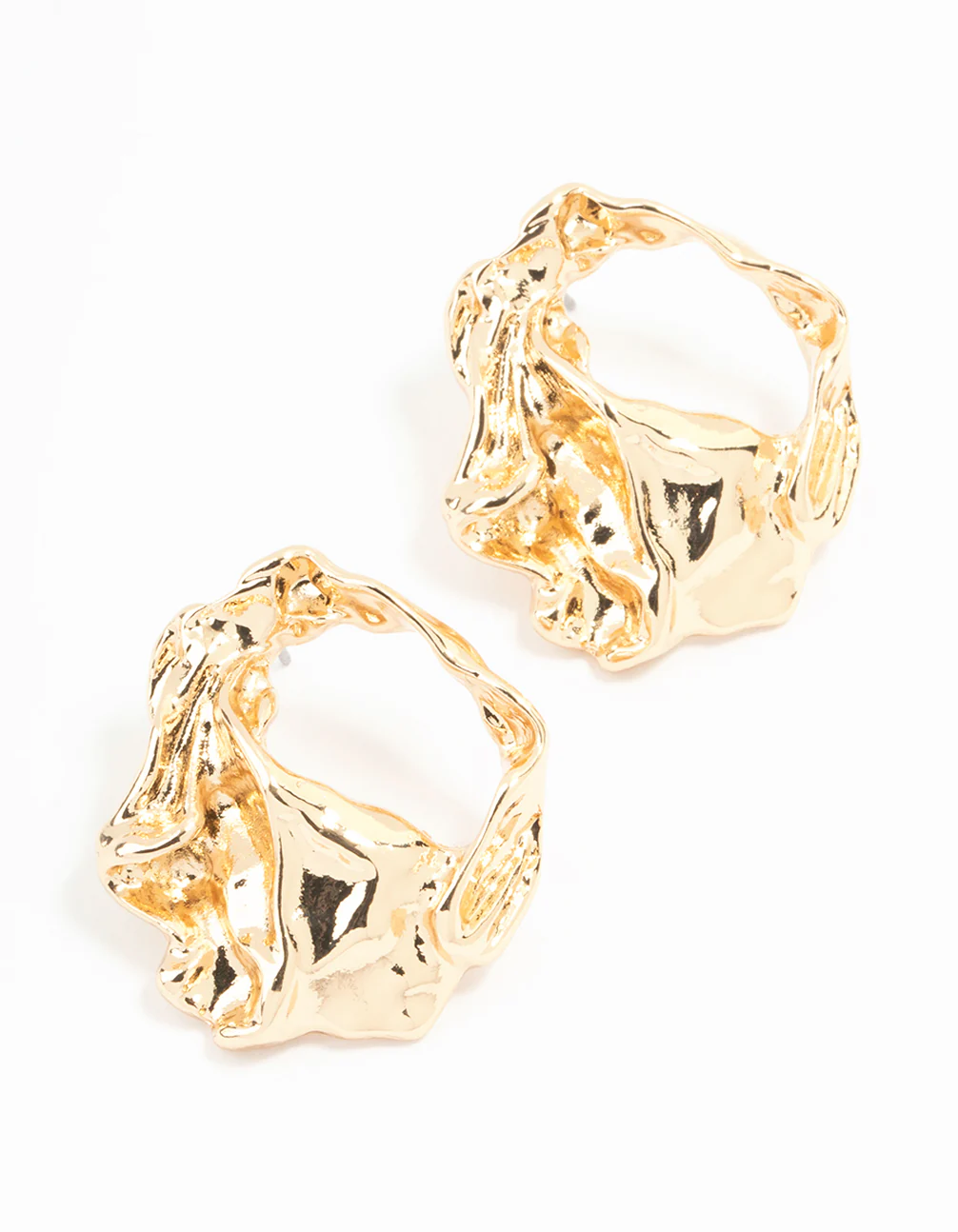 Gold Molten Statement Stud Earrings