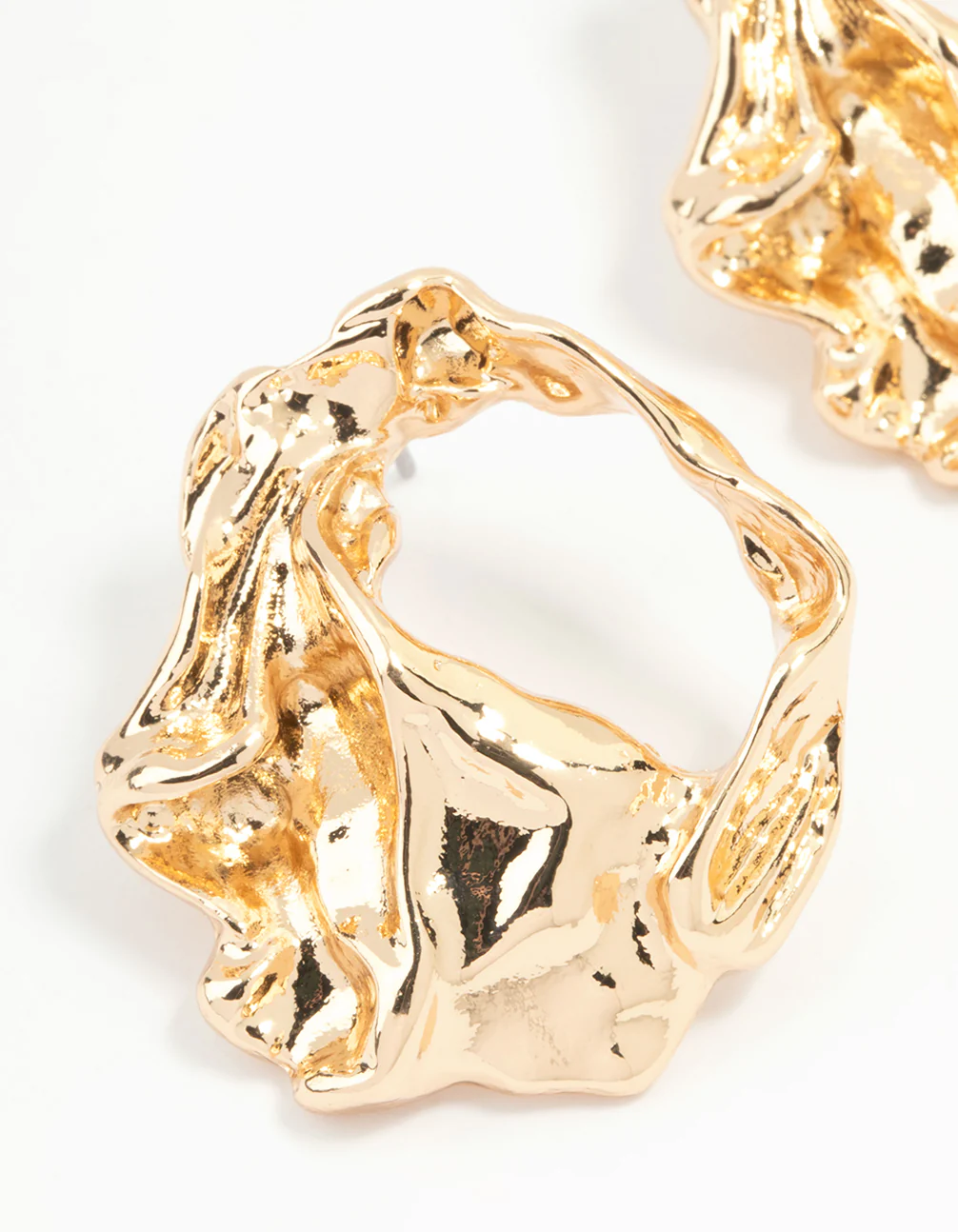 Gold Molten Statement Stud Earrings - Image 4