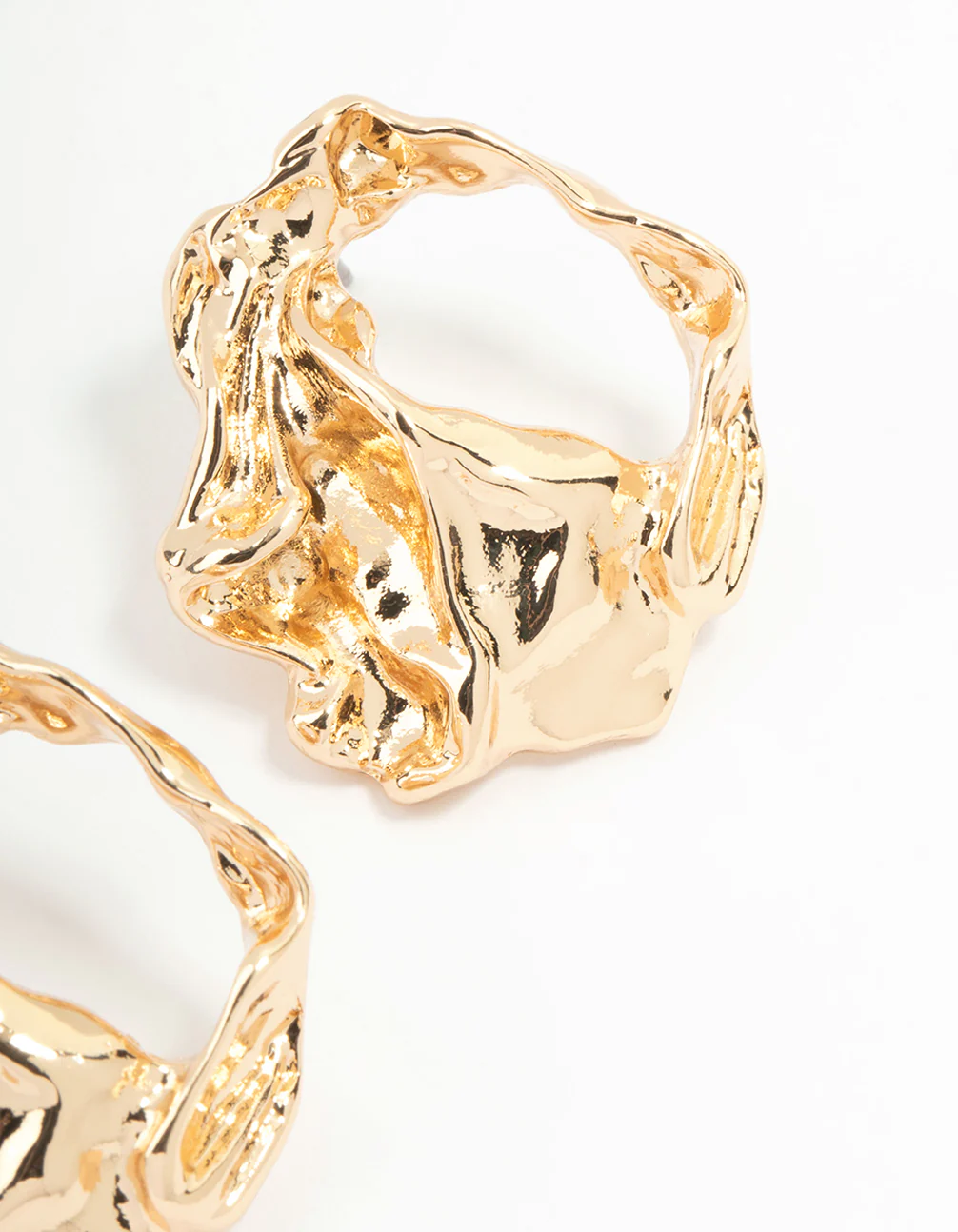 Gold Molten Statement Stud Earrings - Image 5