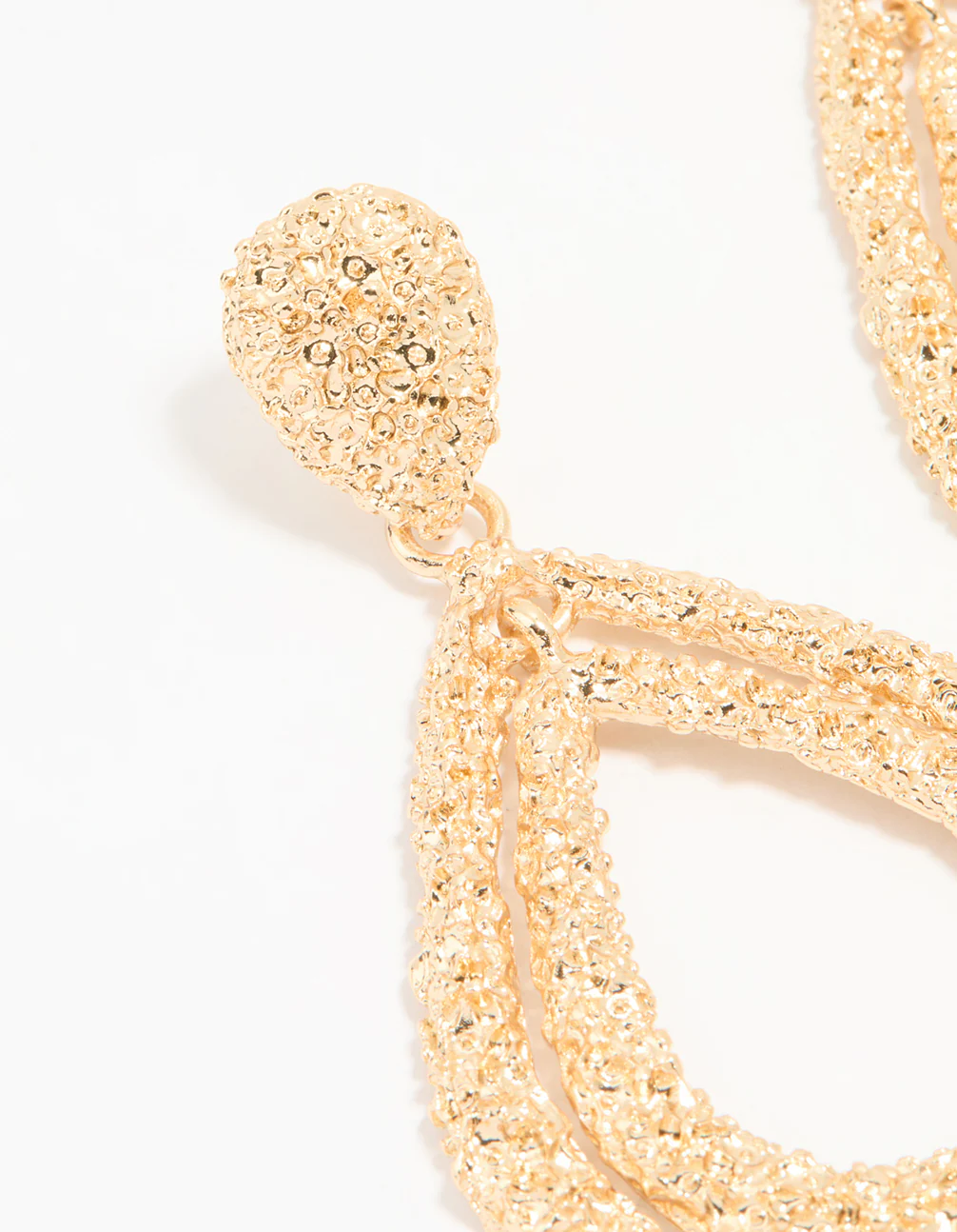 Gold Molten Teardrop Earrings - Image 4