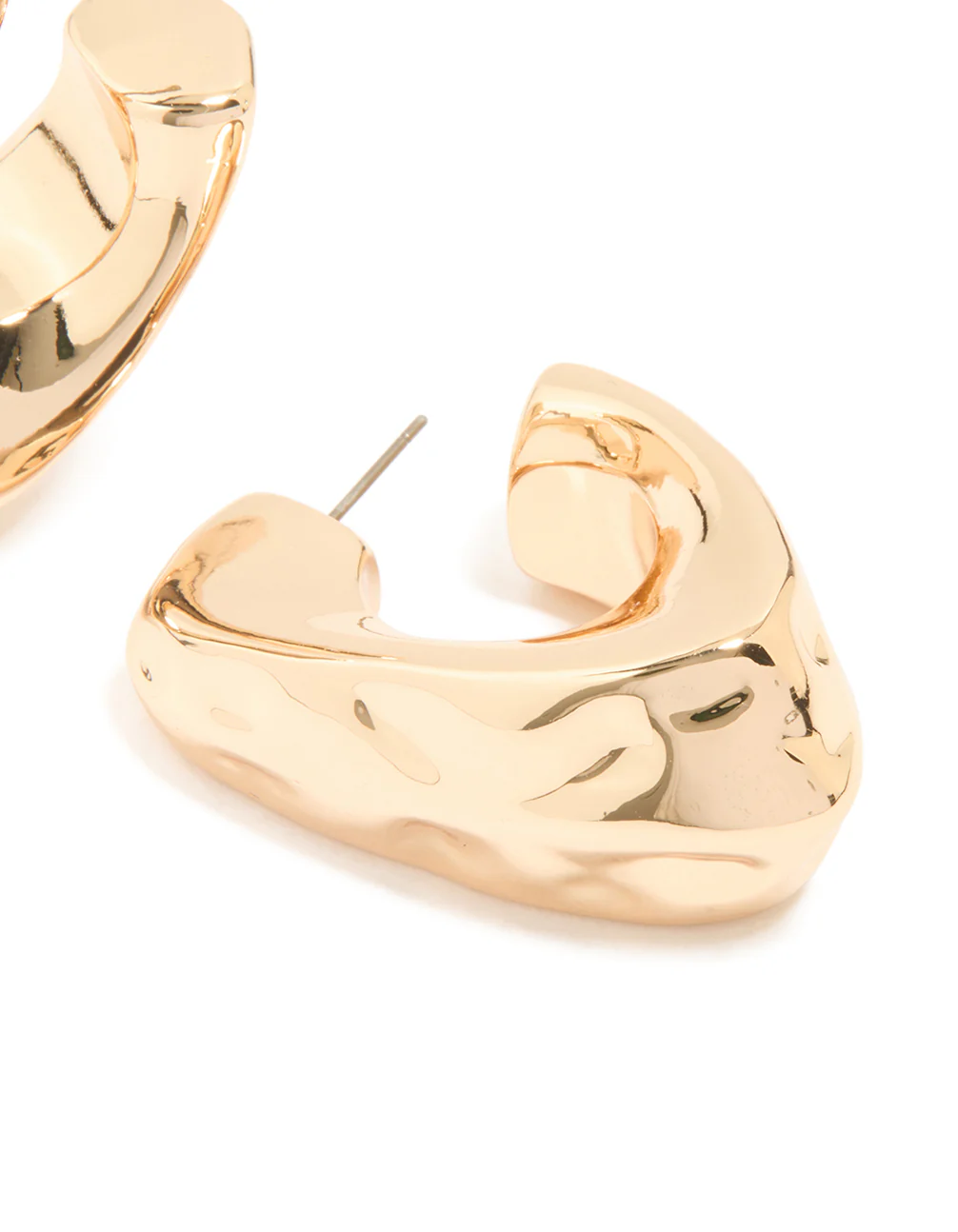 Gold Molten Triangle Hoop Earrings - Image 3