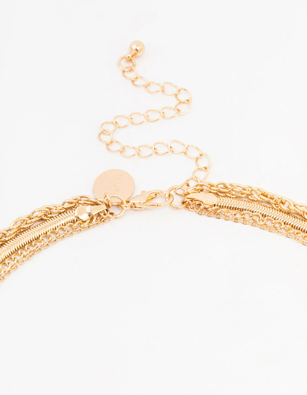 Gold Multi Chain Bezel Cubic Zirconia Chain Necklace - Image 3