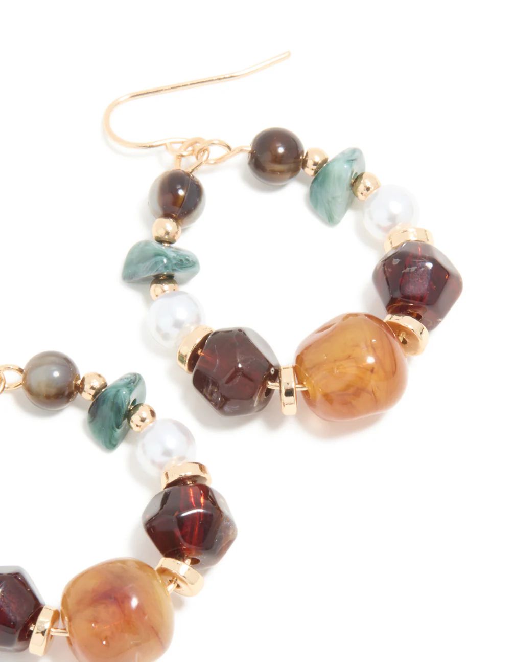 Gold Multicoloured Beaded Hoop Earrings - Image 5