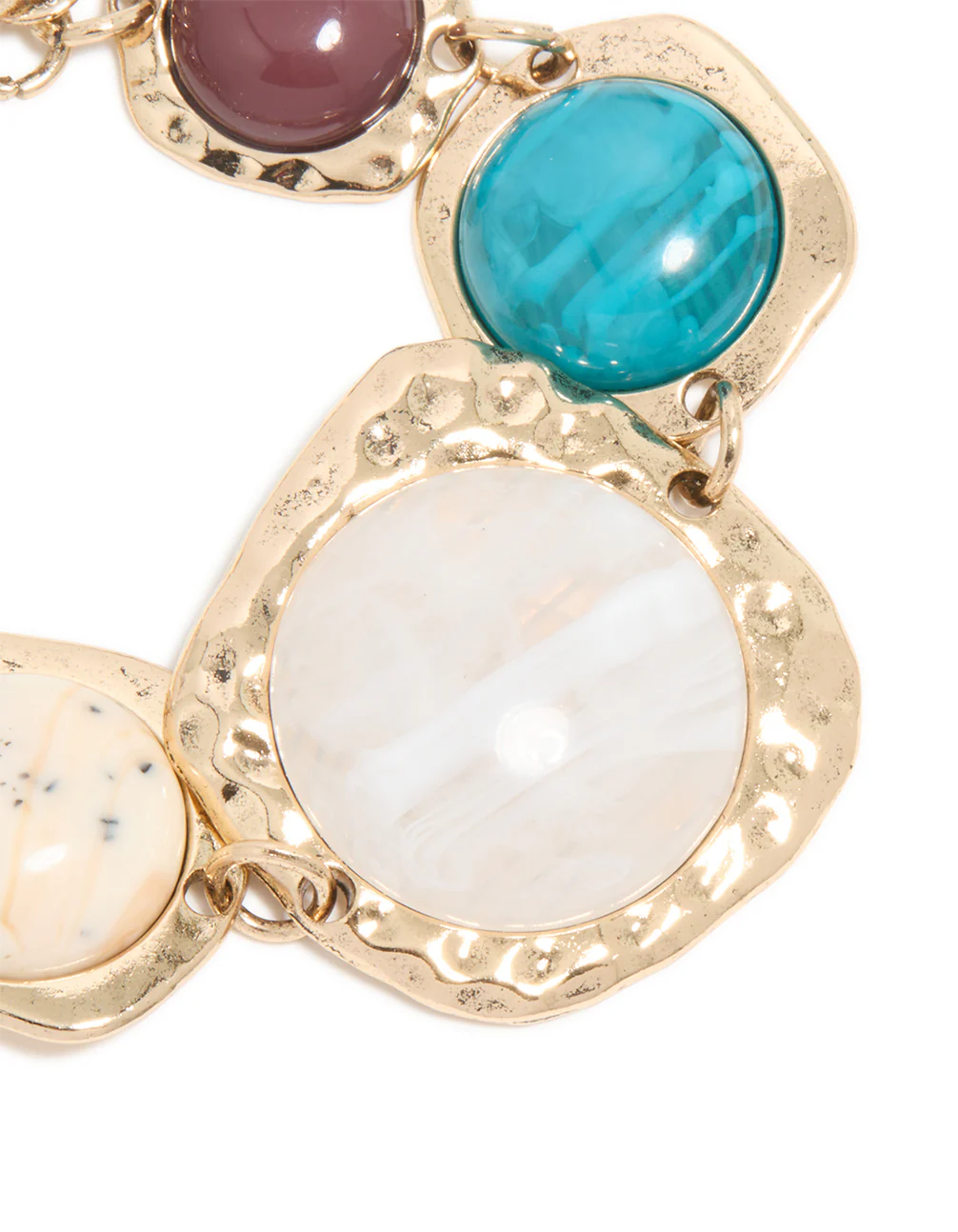 Gold Multicoloured Organic Stones Bracelet - Image 4