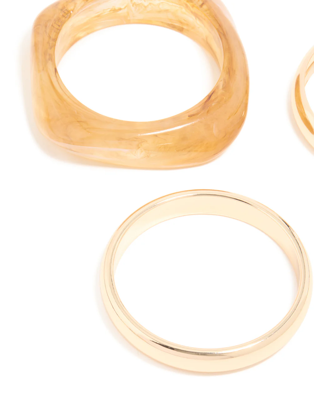 Gold & Neutral Acrylic Large Bangles 3-Pack - Image 2