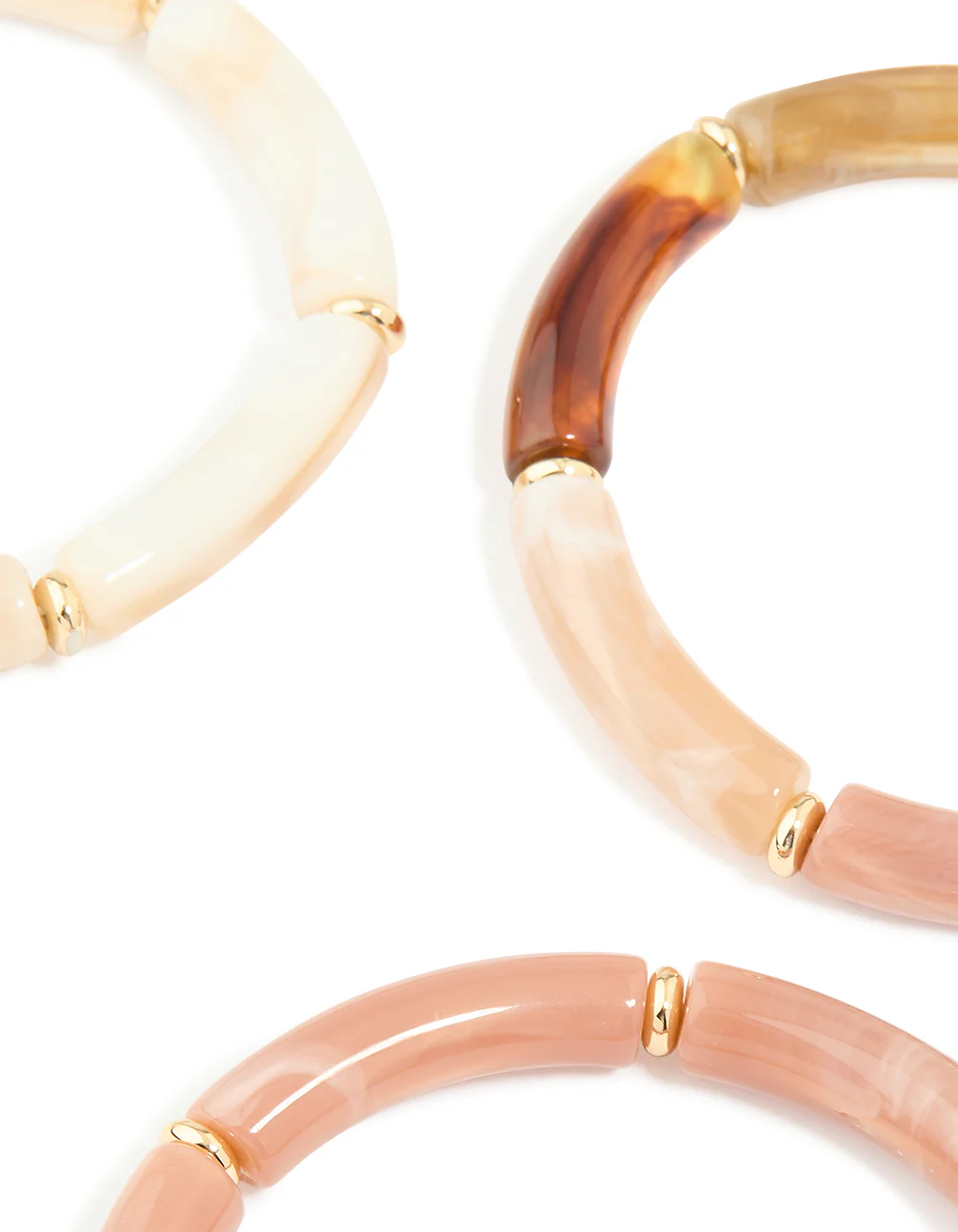 Gold Neutral Acrylic Stretch Bracelets 5-Pack - Image 2