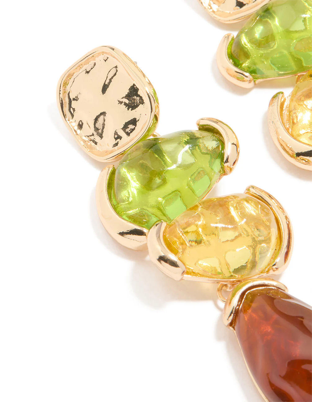 Gold Neutral Resin Molten Mixed Drop Earrings - Image 2