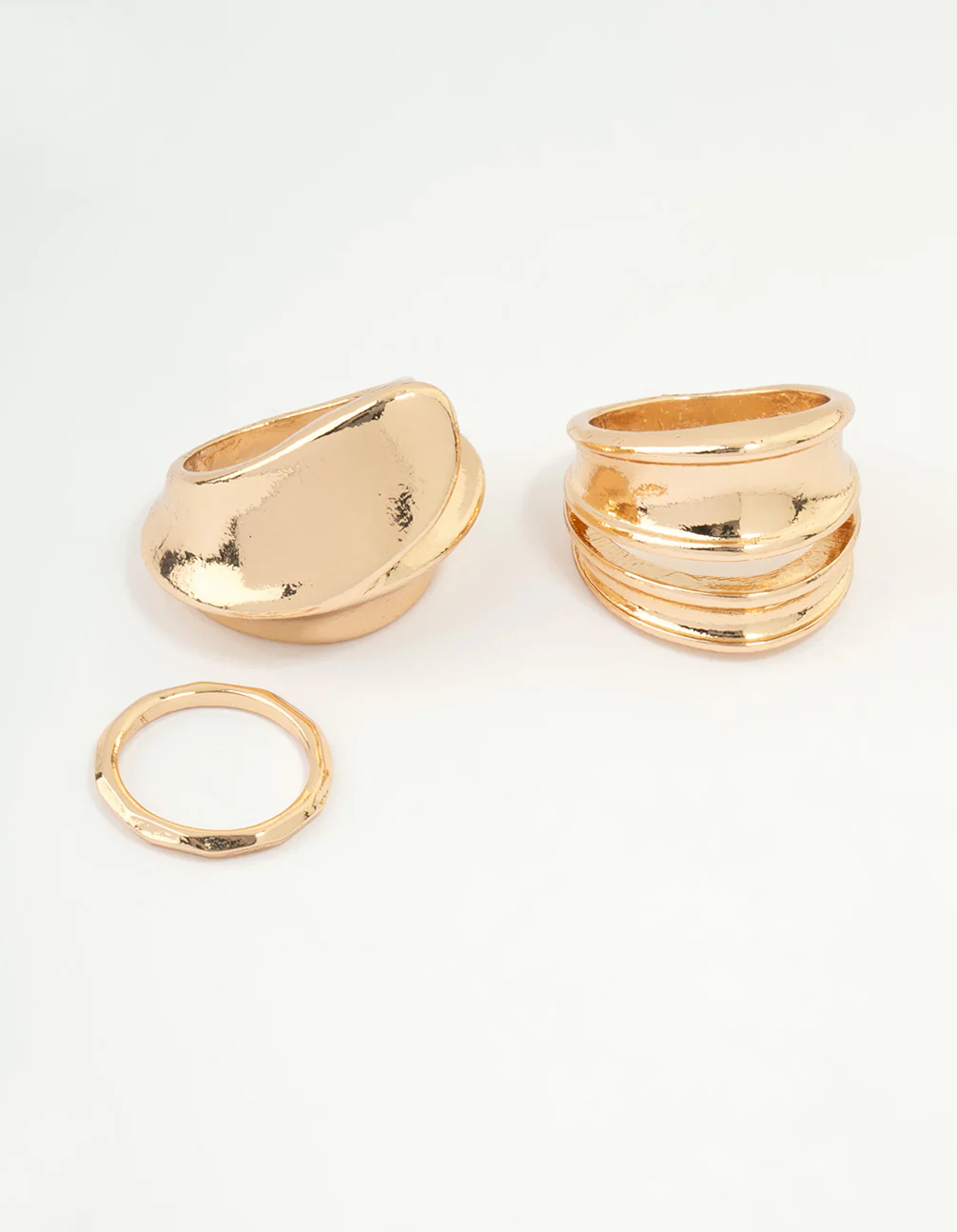 Gold Organic Statement Stacking Rings 3-Pack