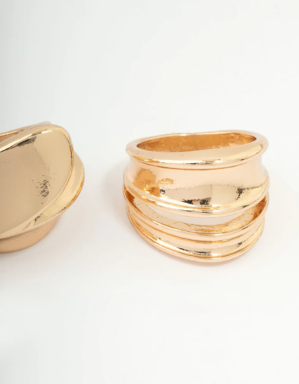 Gold Organic Statement Stacking Rings 3-Pack - Image 3