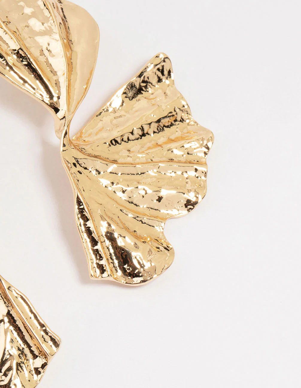 Gold Organic Twist Fan Stud Earrings - Image 5