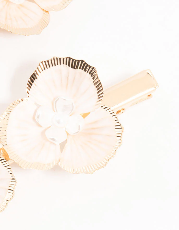 Gold Origami Flower Hair Clips 2-Pack - Image 3