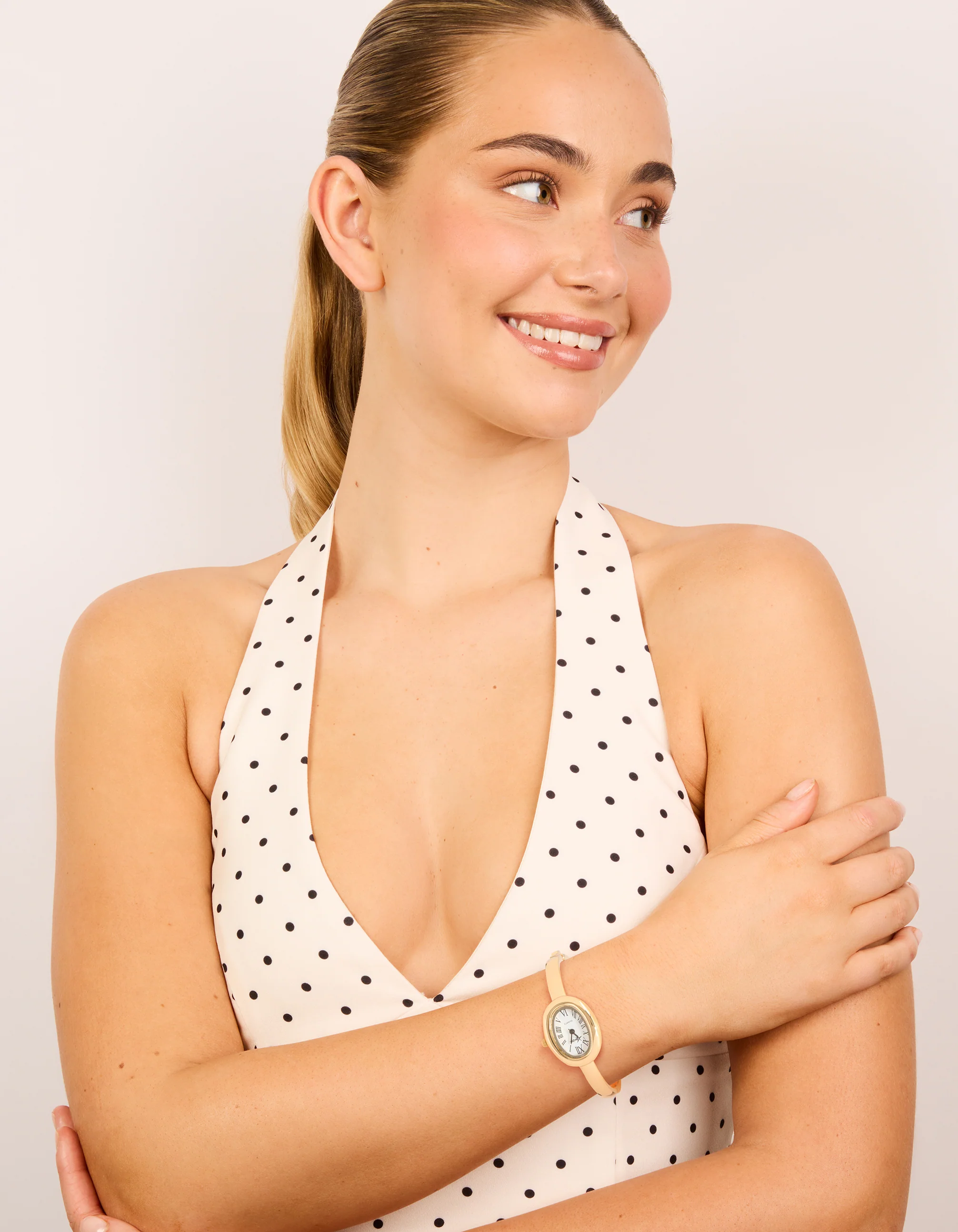 Gold Oval Bangle Watch - Image 3