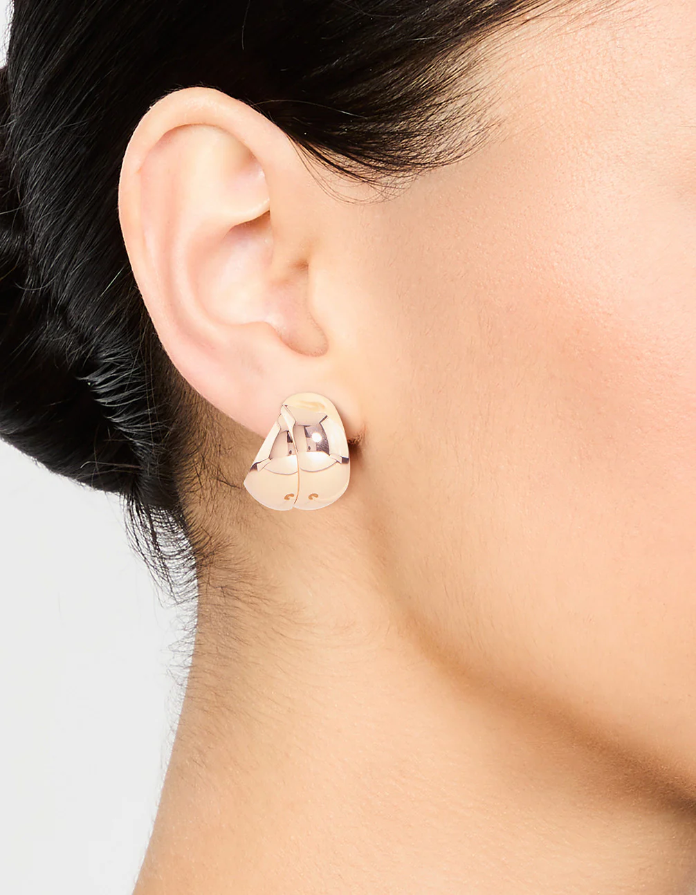 Gold Overlapped Large Hoop Earrings - Image 2