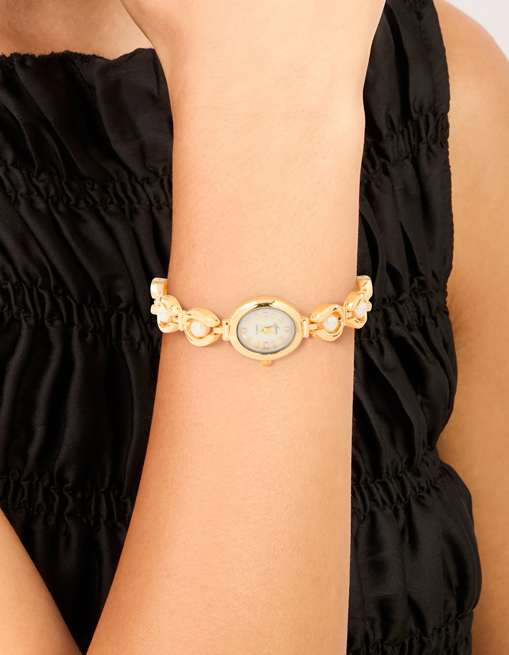 Gold Pearl Band Watch - Image 2