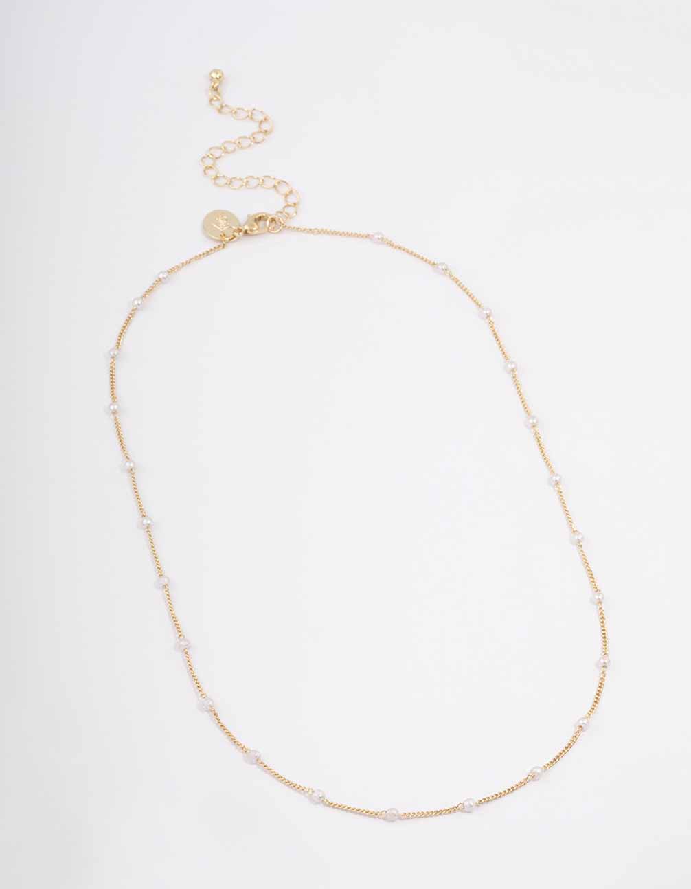 Gold Pearl Chain Necklace - Image 3
