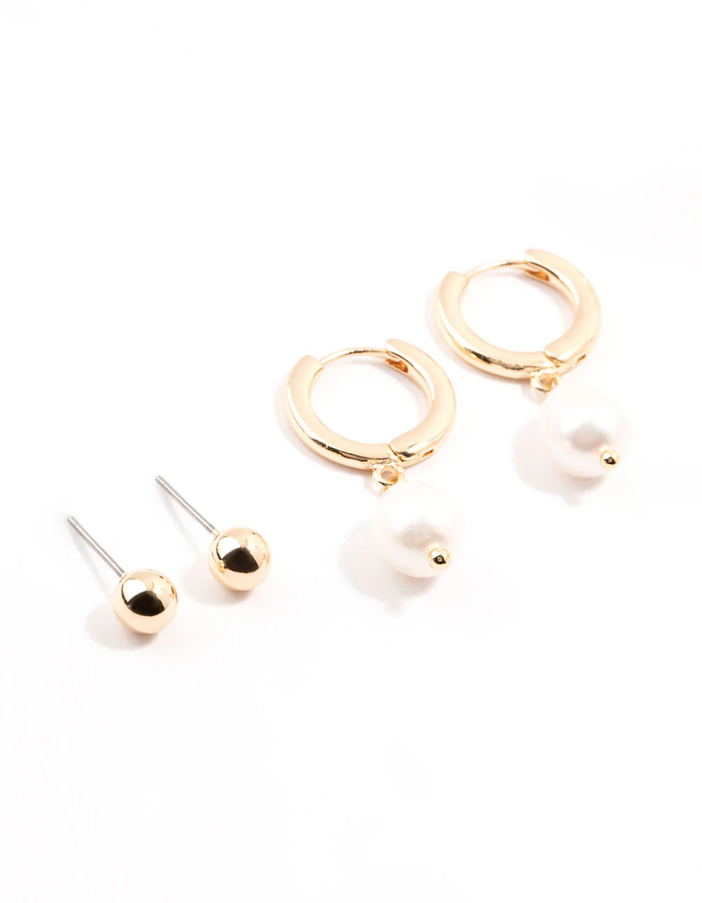 Gold Pearl Cuff & Hoop Earrings 3-Pack - Image 2