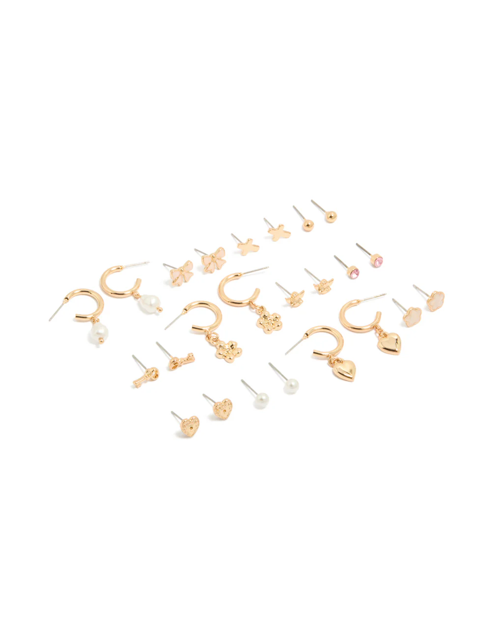 Gold & Pearl Dainty Stud Earrings 12-Pack