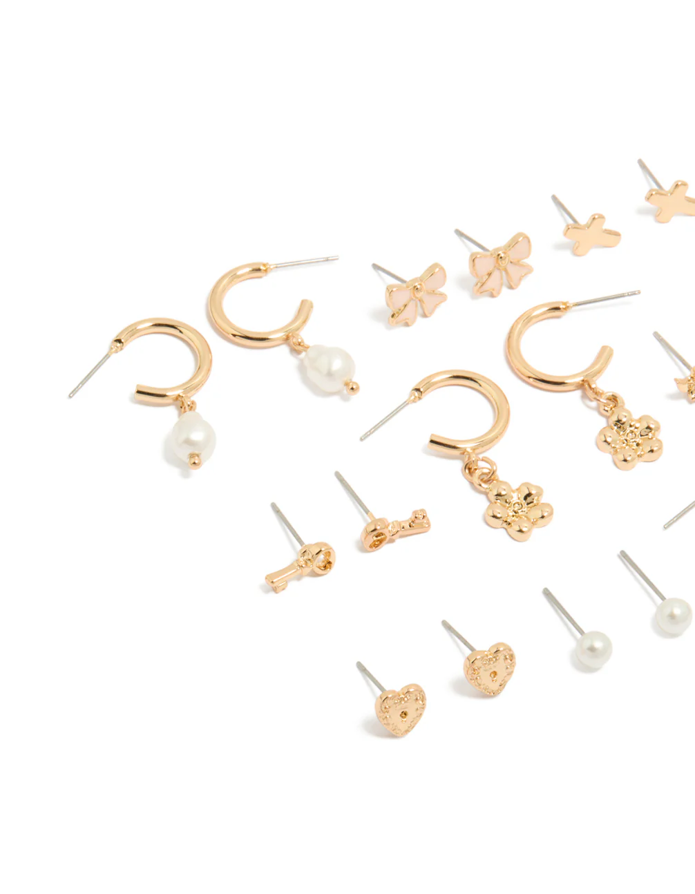 Gold & Pearl Dainty Stud Earrings 12-Pack - Image 2