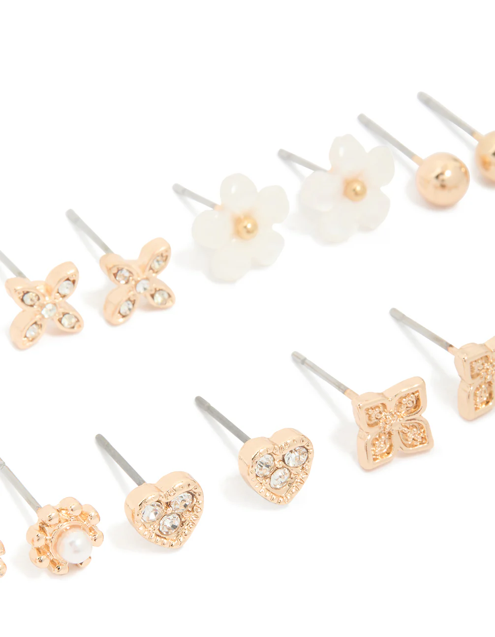 Gold Pearl Flower & Butterfly Earrings 8-Pack - Image 2