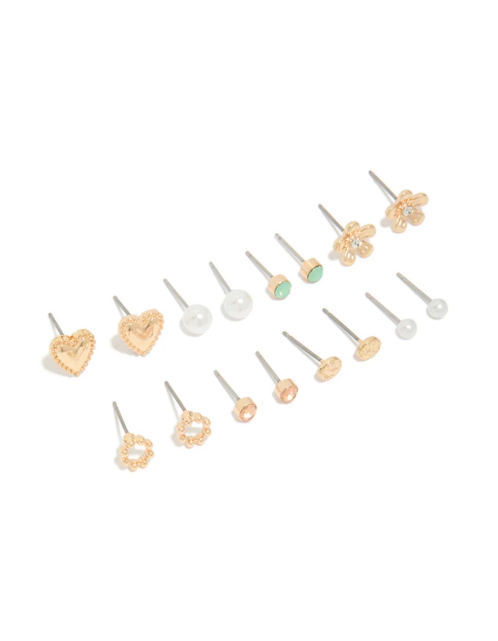 Gold Pearl & Flower Earrings 8-Pack