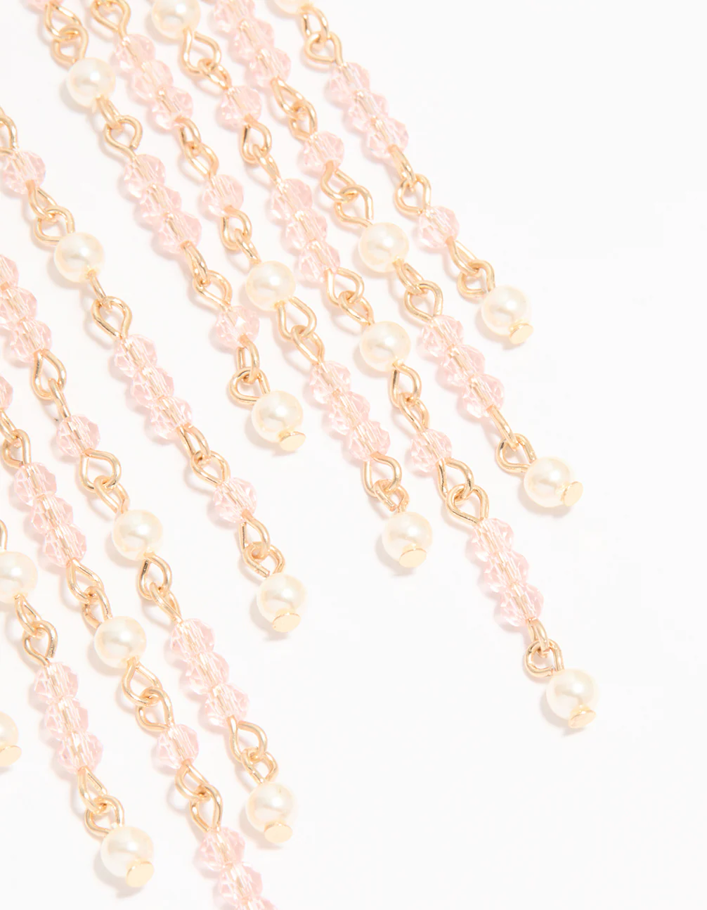Gold Pearl & Pink Beaded Drop Earrings - Image 5