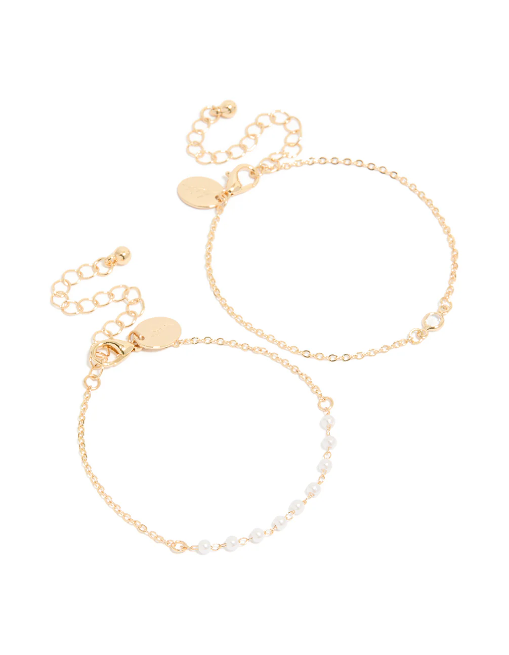 Gold Pearl Station Diamante Bracelet Pack - Image 2