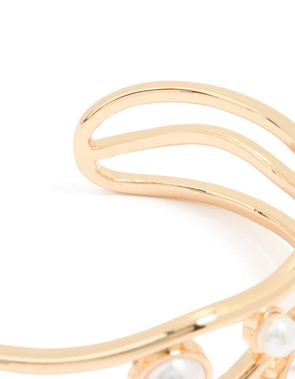 Gold Pearl Wave Wrist Cuff - Image 3