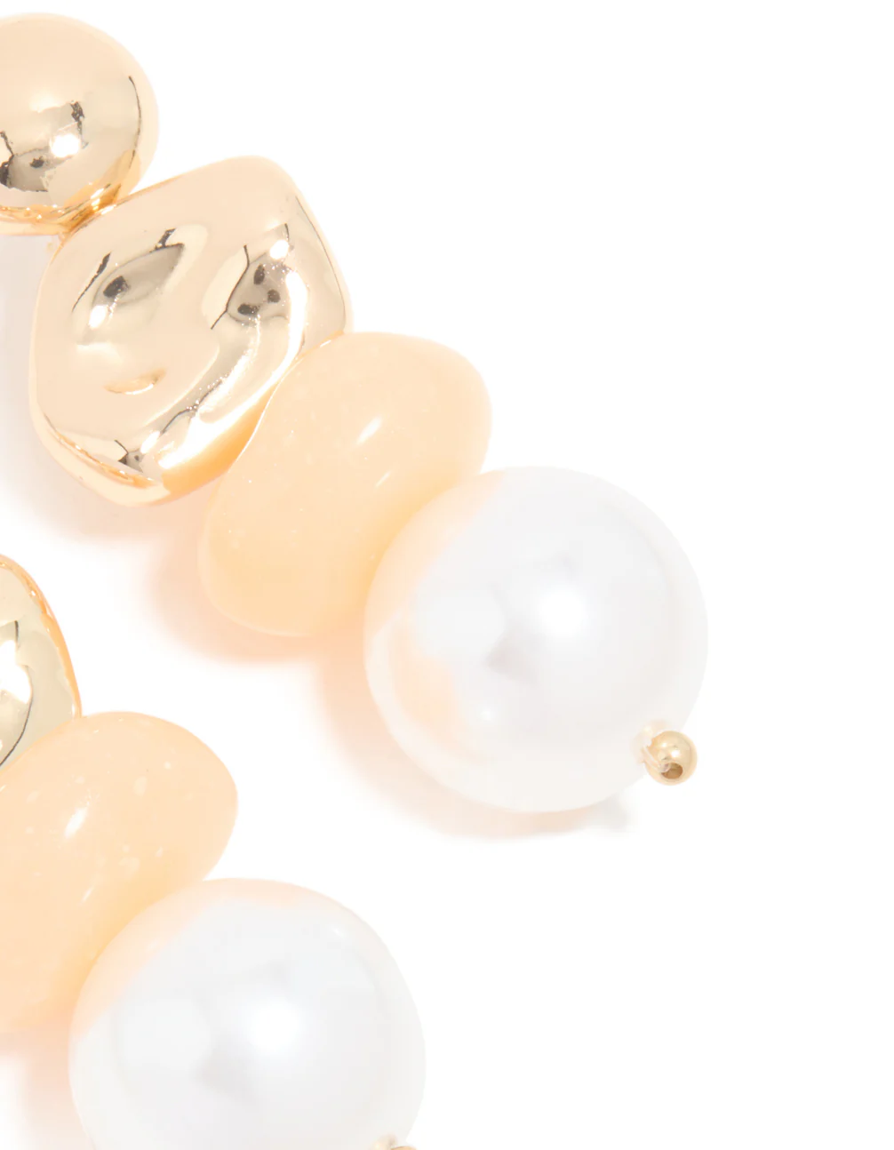 Gold Pebble & Pearl Drop Earrings - Image 3