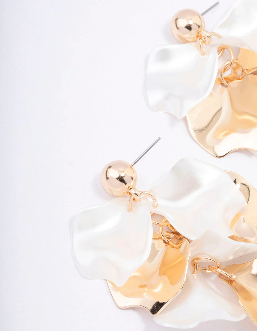 Gold Petal Iridescent Multi Drop Earrings - Image 2
