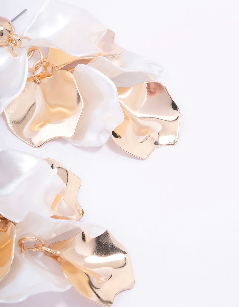 Gold Petal Iridescent Multi Drop Earrings - Image 3