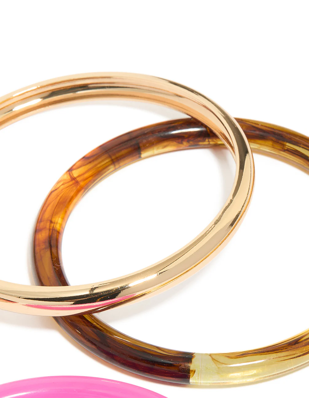 Gold & Pink Acrylic Bangles 4-Pack - Image 3