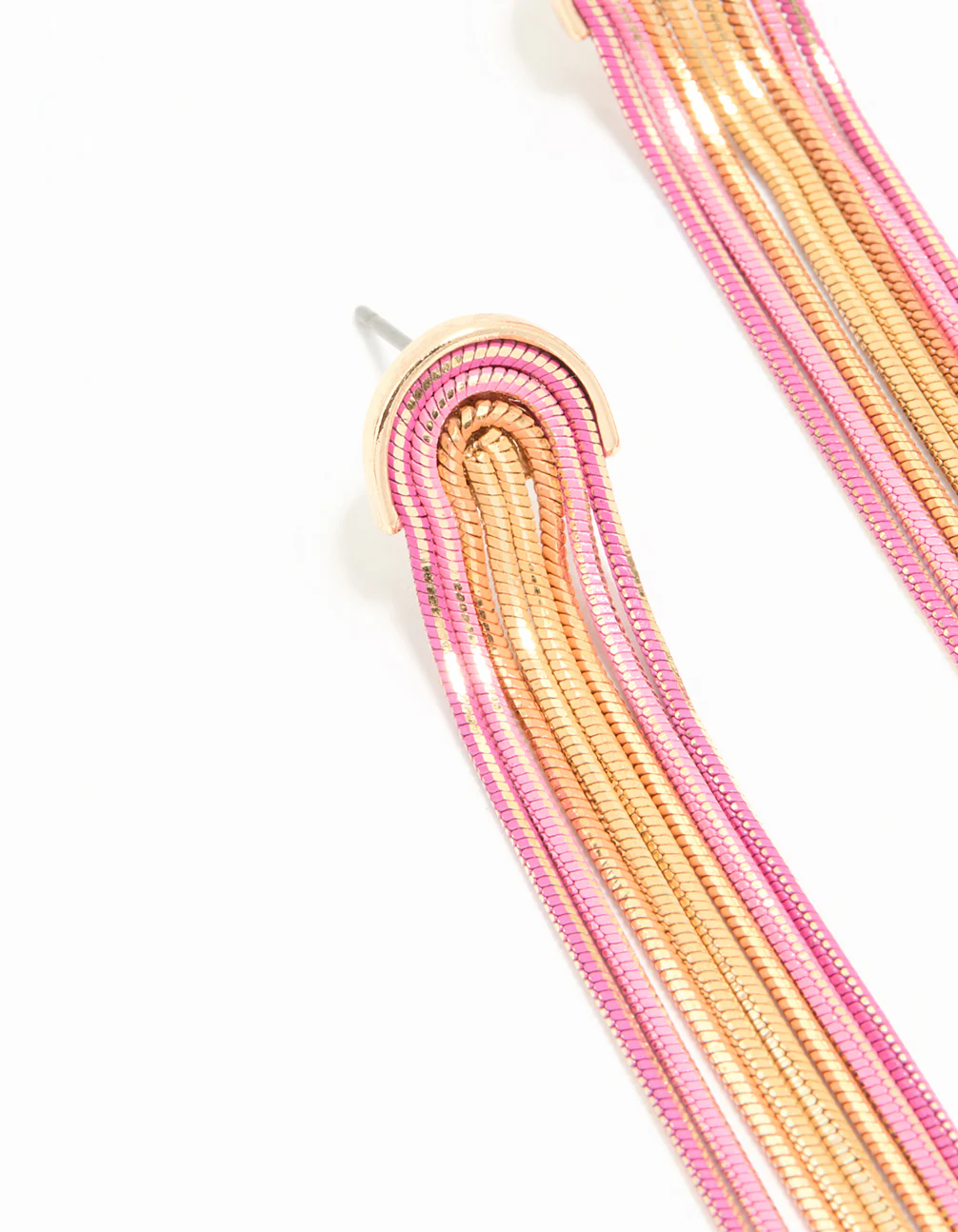 Gold Pink Cupchain Drop Earrings - Image 4
