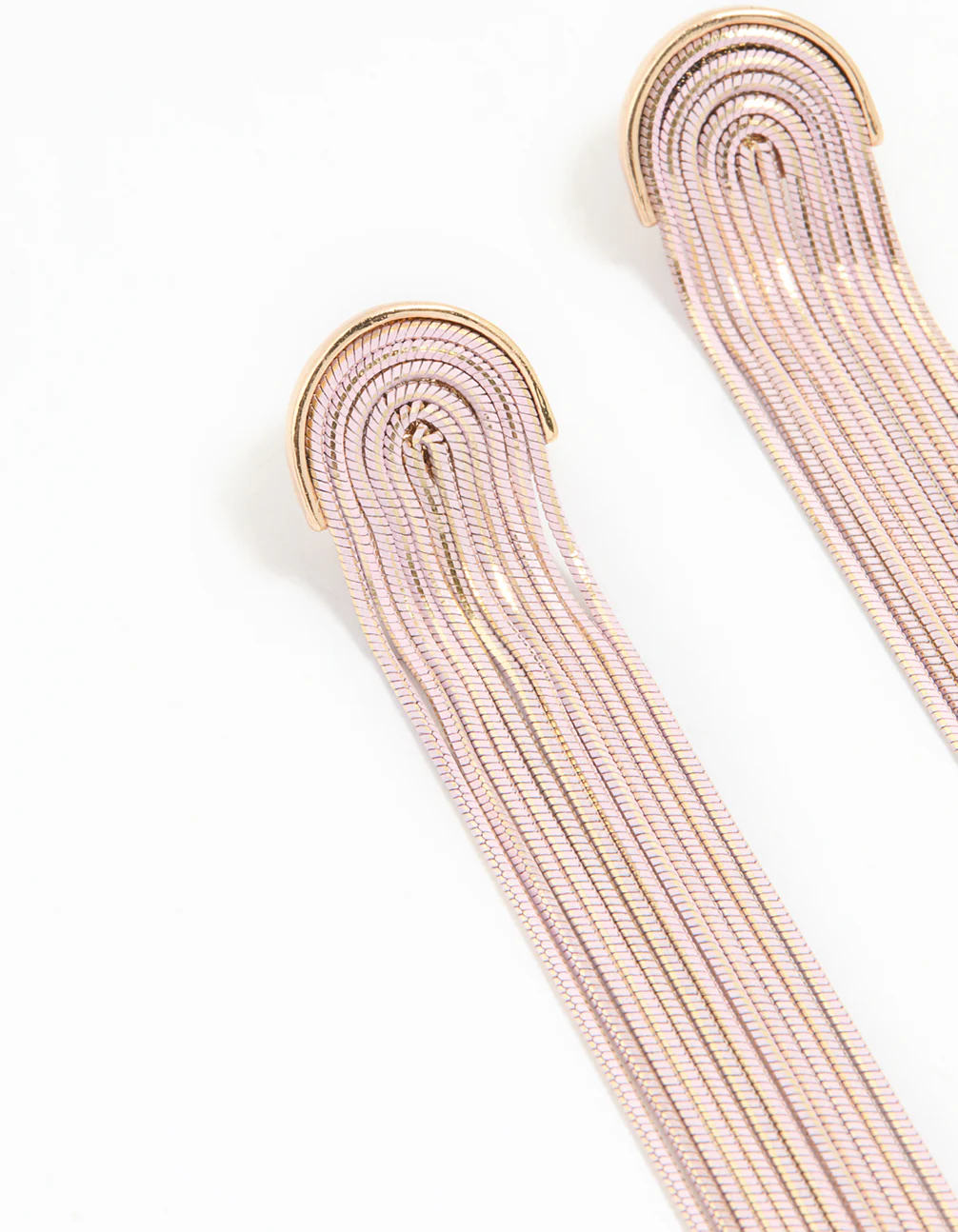 Gold Pink Waterfall Cut Chain Earrings - Image 4