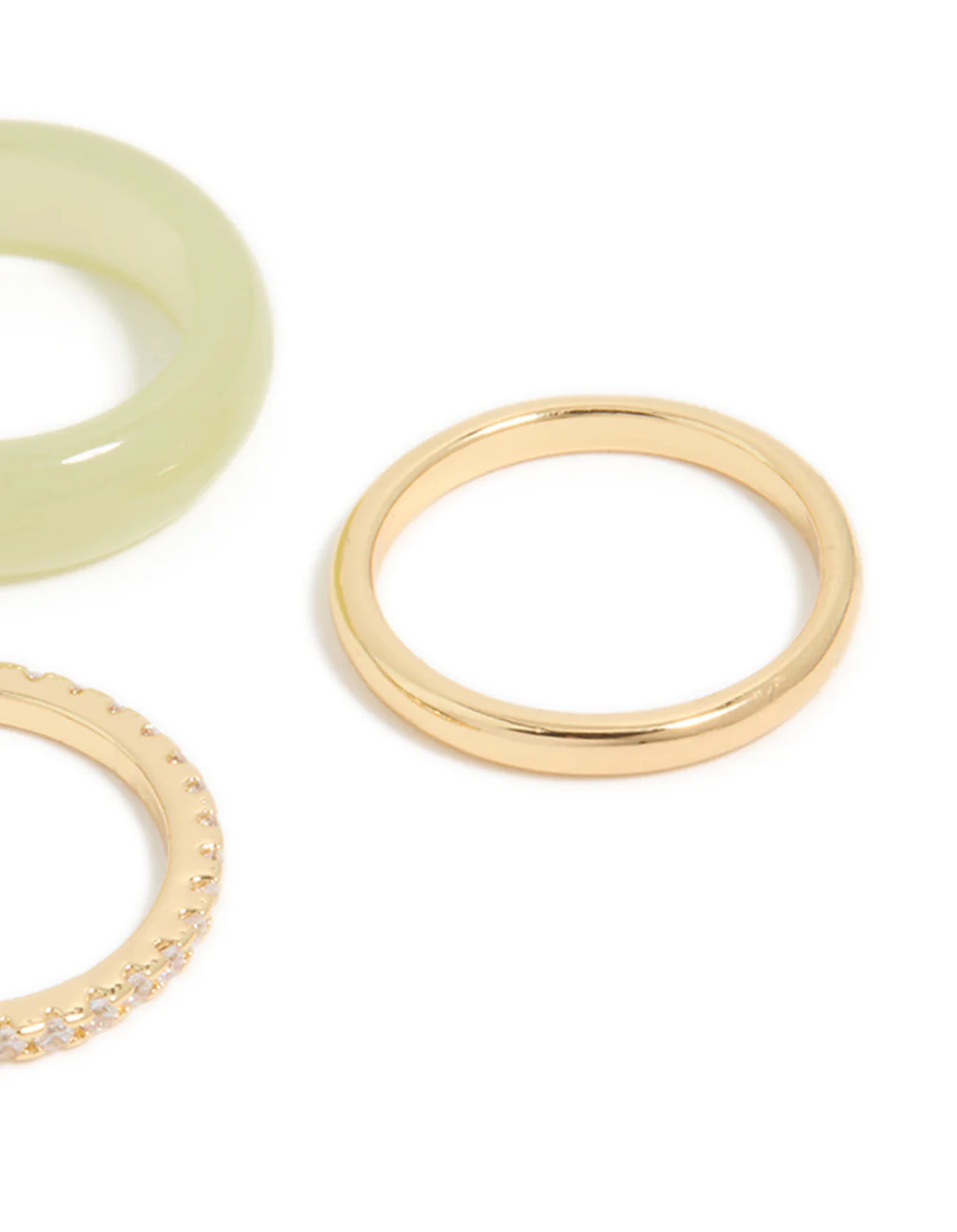 Gold Plated Acrylic & Cubic Zirconia Rings 3-Pack - Image 5