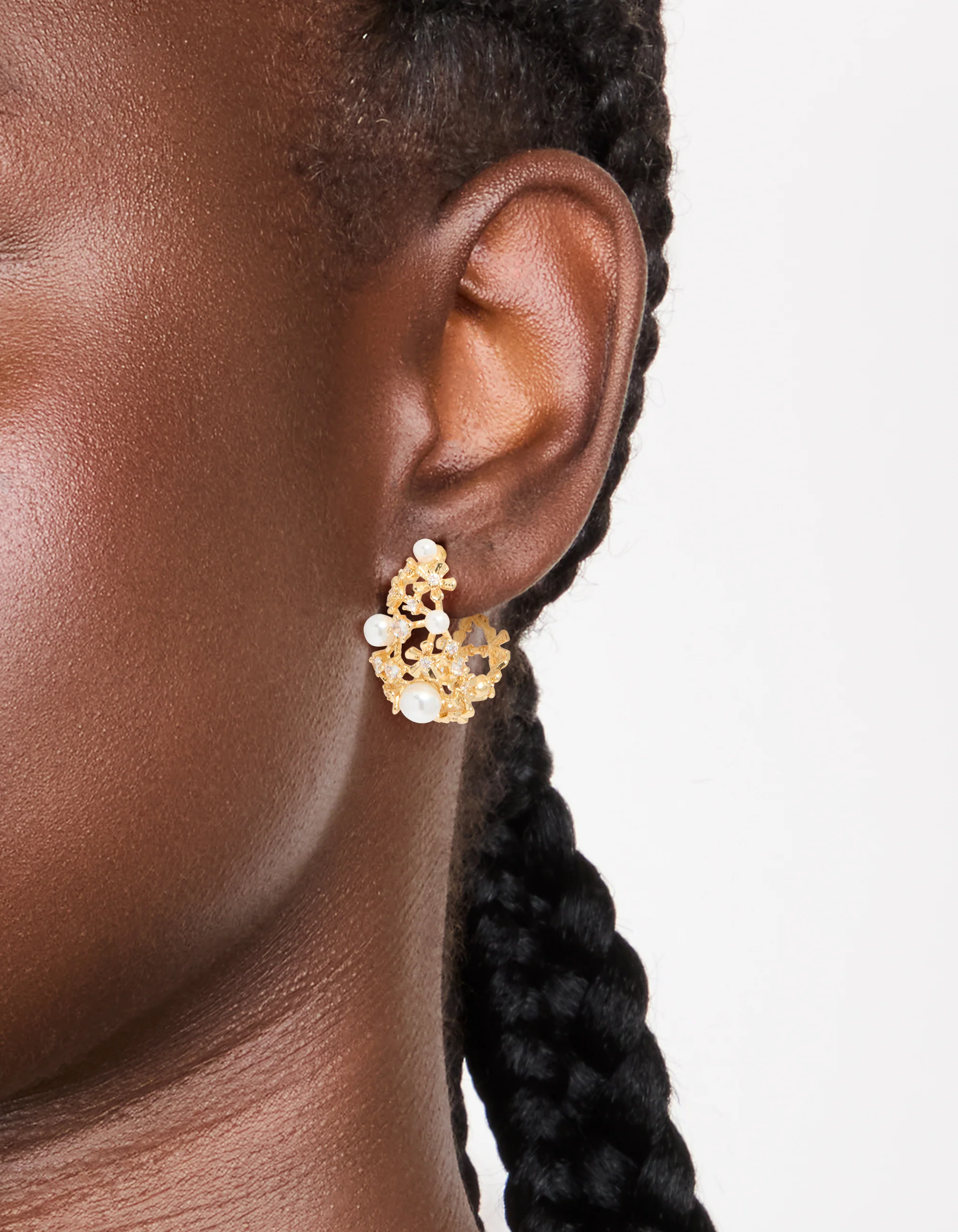 Gold Plated Acrylic Flower Graduating Huggie Earrings - Image 2