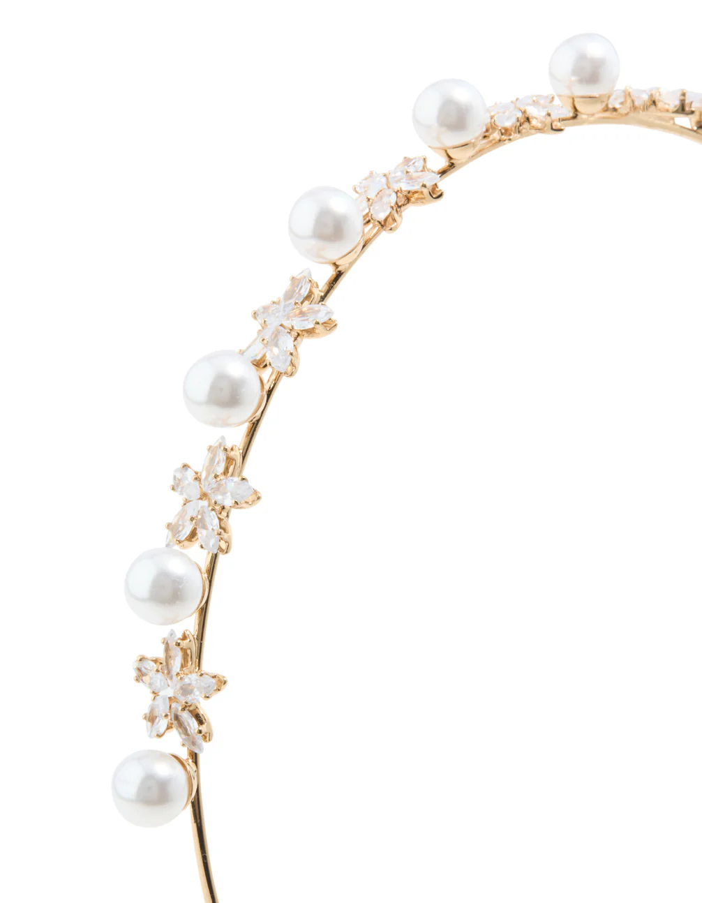 Gold Alternating Flower & Pearl Headband - Image 2