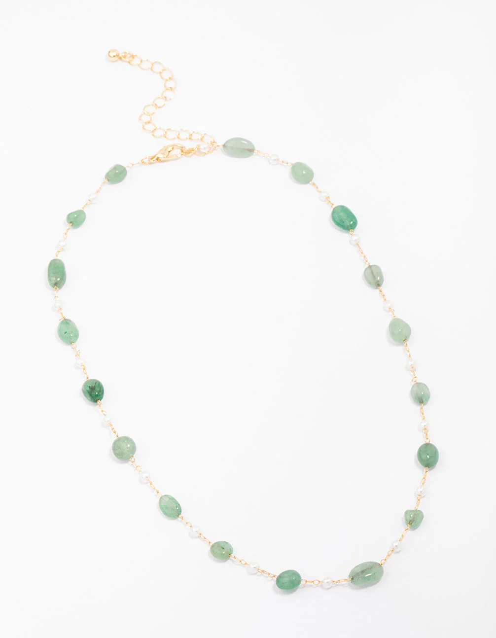 Gold Plated Alternating Semi-Precious Stone Chain Necklace - Image 2