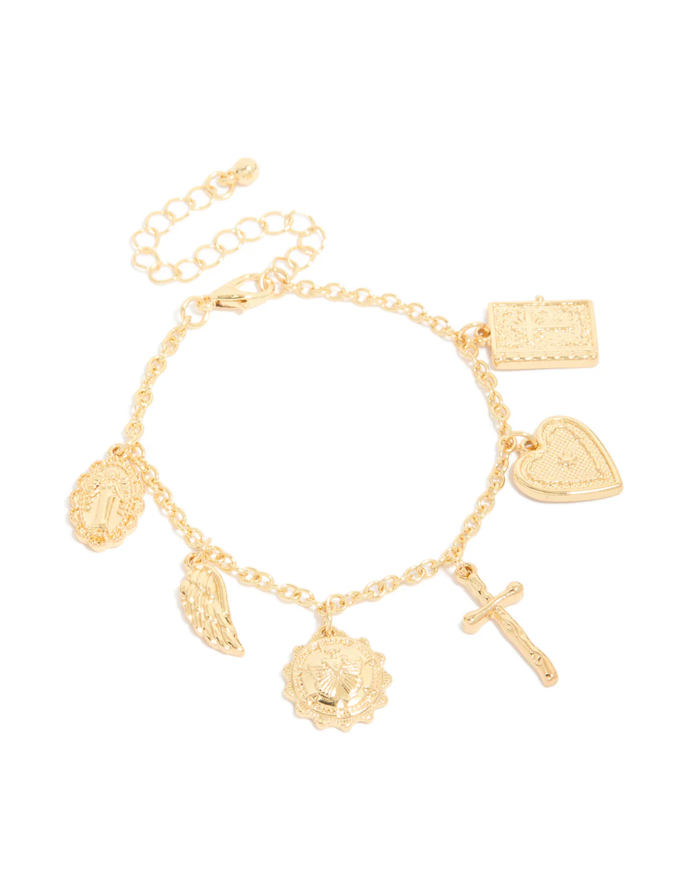 Gold Plated Angel & Cross Charms Bracelet - Image 2