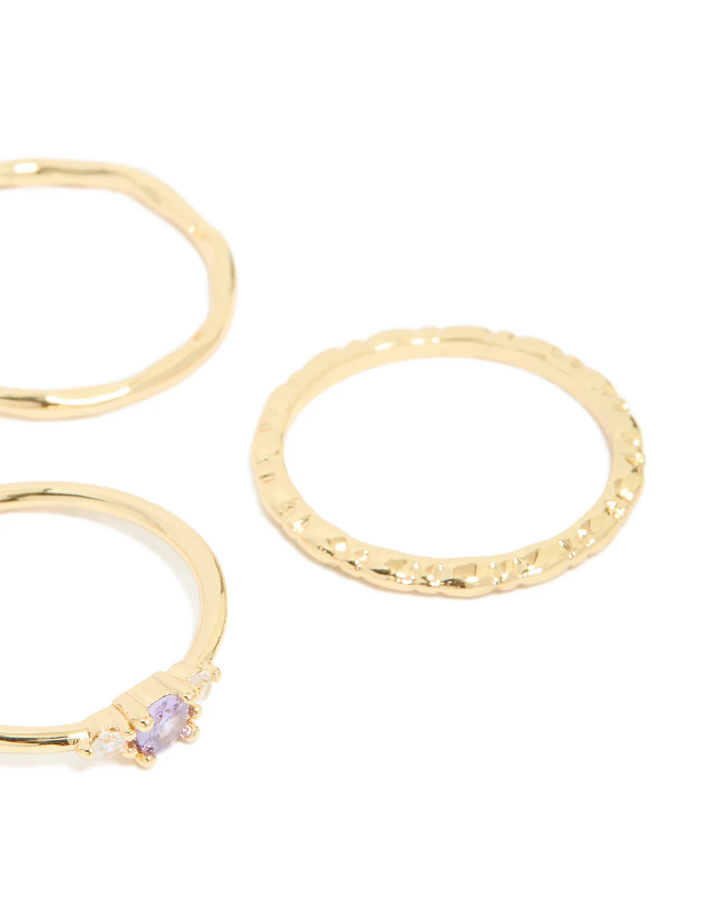 Gold Plated Aqua Cubic Zirconia Rings 5-Pack - Image 3