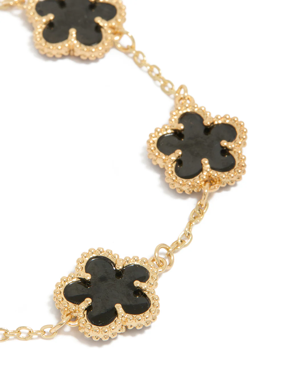 Gold Plated Black Flowers Charm Bracelet - Image 4