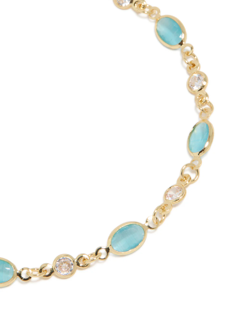 Gold Plated Blue & Clear Cubic Zirconia Oval Bracelet - Image 4